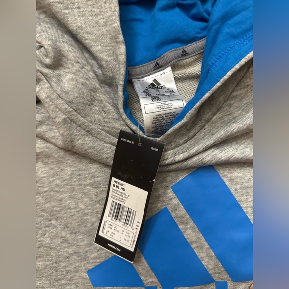 Adidas Gray Hoodie with Blue Logo - Picture 4 of 4